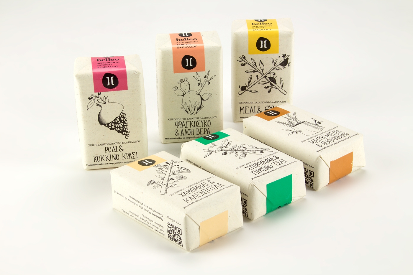 Helleo天然肥皂系列品牌包裝設計,六個肥皂,六個故事