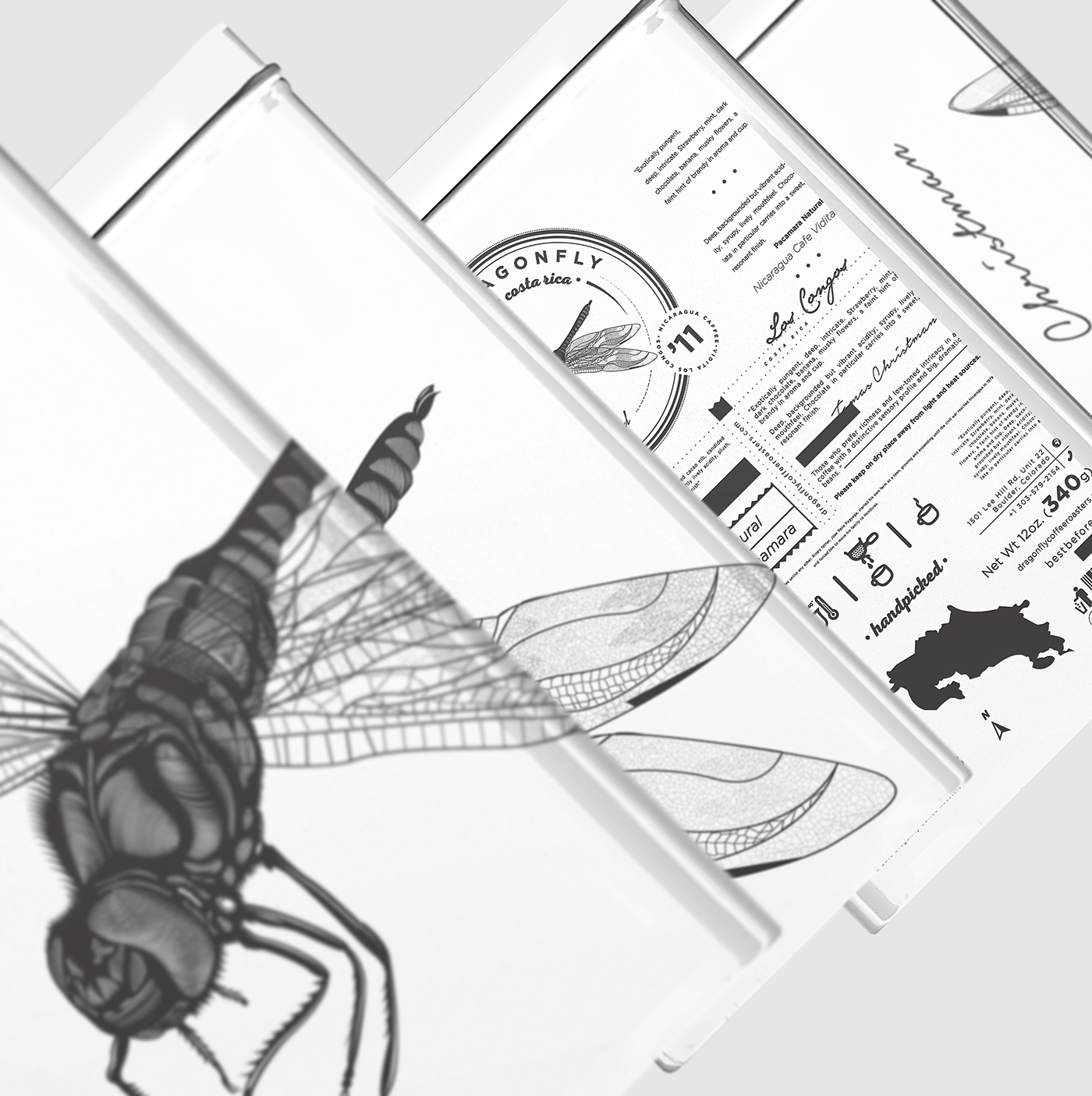 大自然的奇跡，蜻蜓主題的咖啡品牌包裝設計