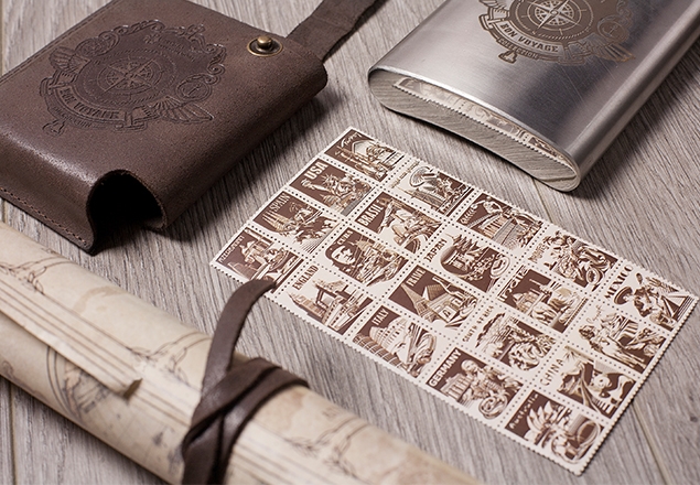 銀行圣誕禮物-郵票與皮革產品包裝盒設計